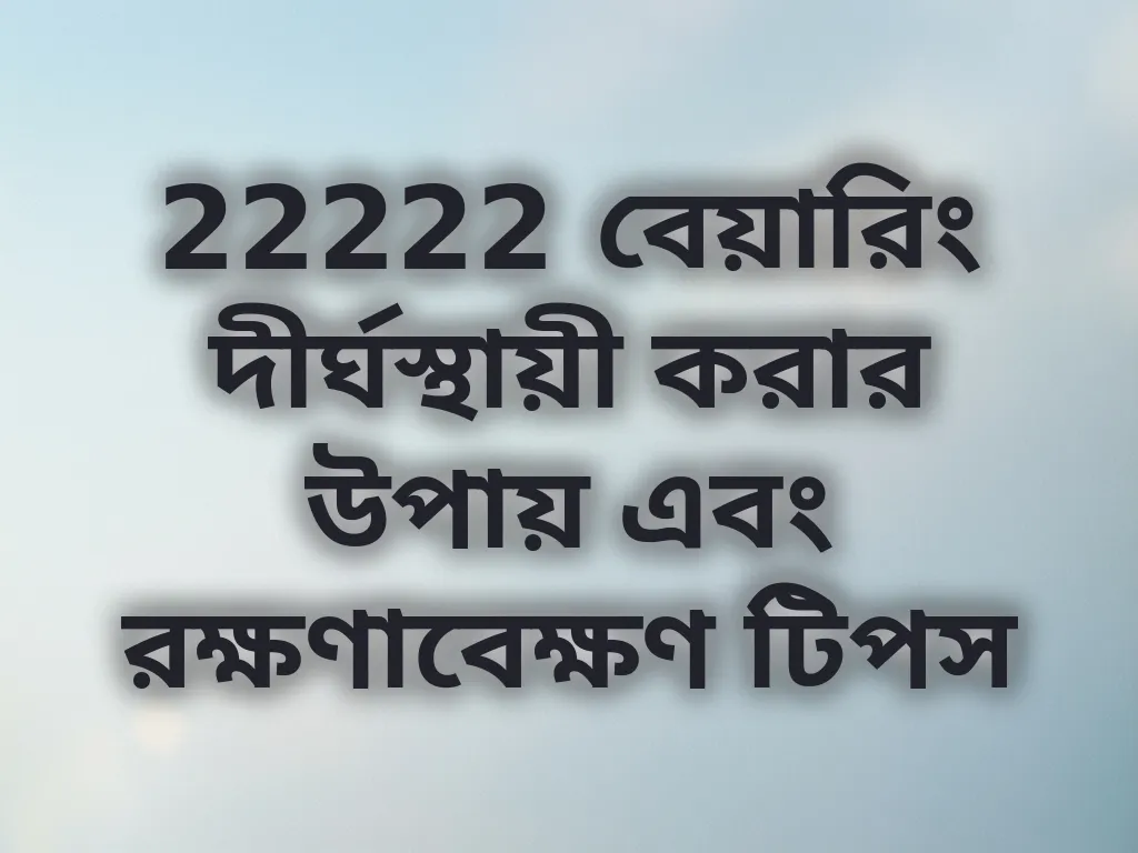 বেয়ারিং রক্ষণাবেক্ষণ টিপস